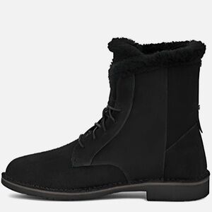 UGG Quincy combat boots black suede with sheepskin lining